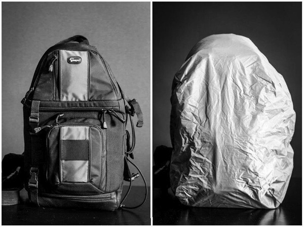 personal camera bag with rain cover